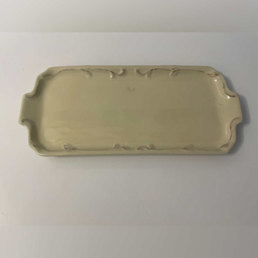 Le Prairie by Creative Co-op Stoneware Tray Serving Plate 14.5”x6.5” Oven Safe